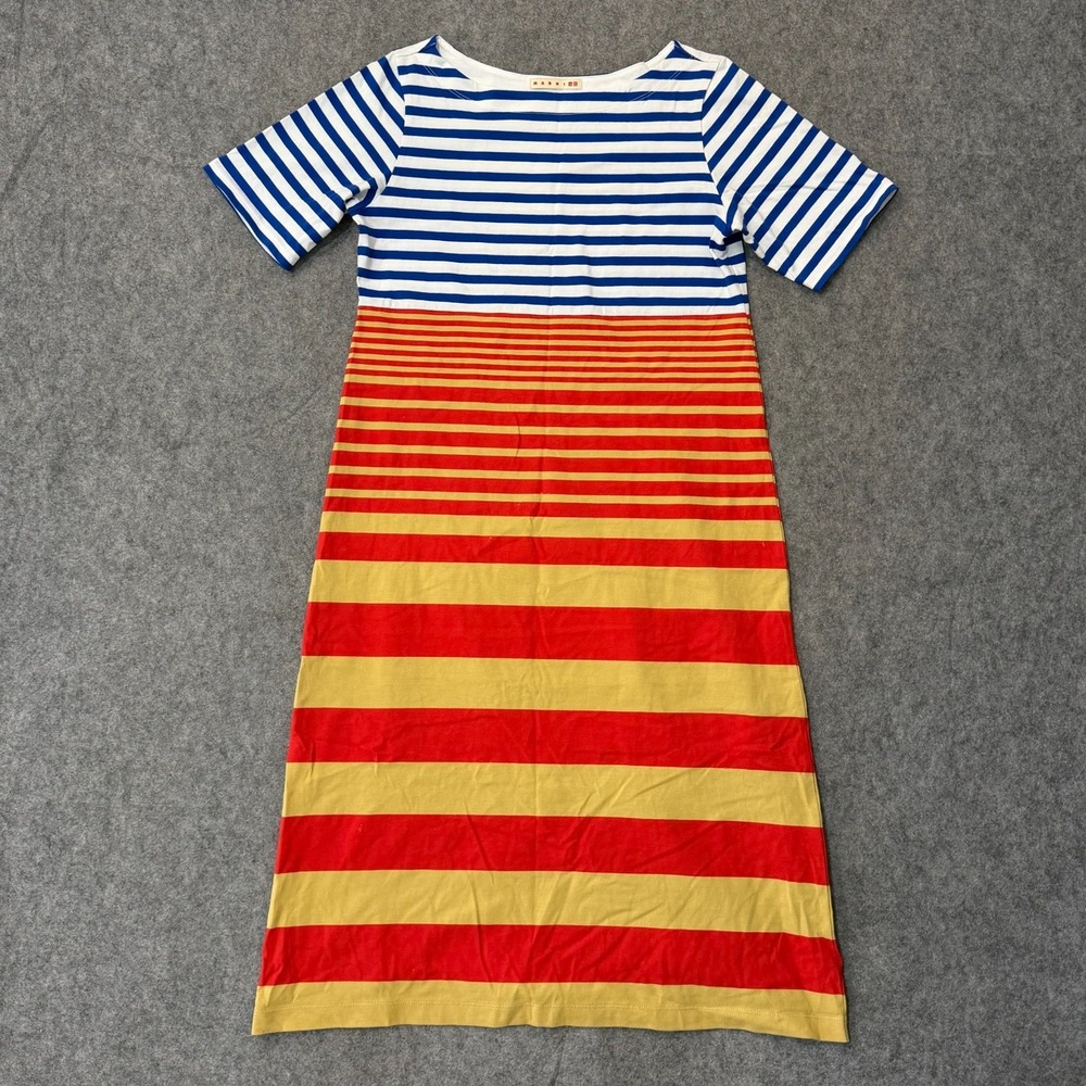 UniQlo x Marni Striped Border Short Sleeve T-Shirt Maxi Dress Women's Size XS